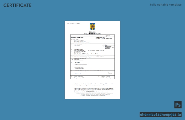 Rumänisches Personenstandsregister: Sterbeurkunde (Word- und PDF-Beispiel)